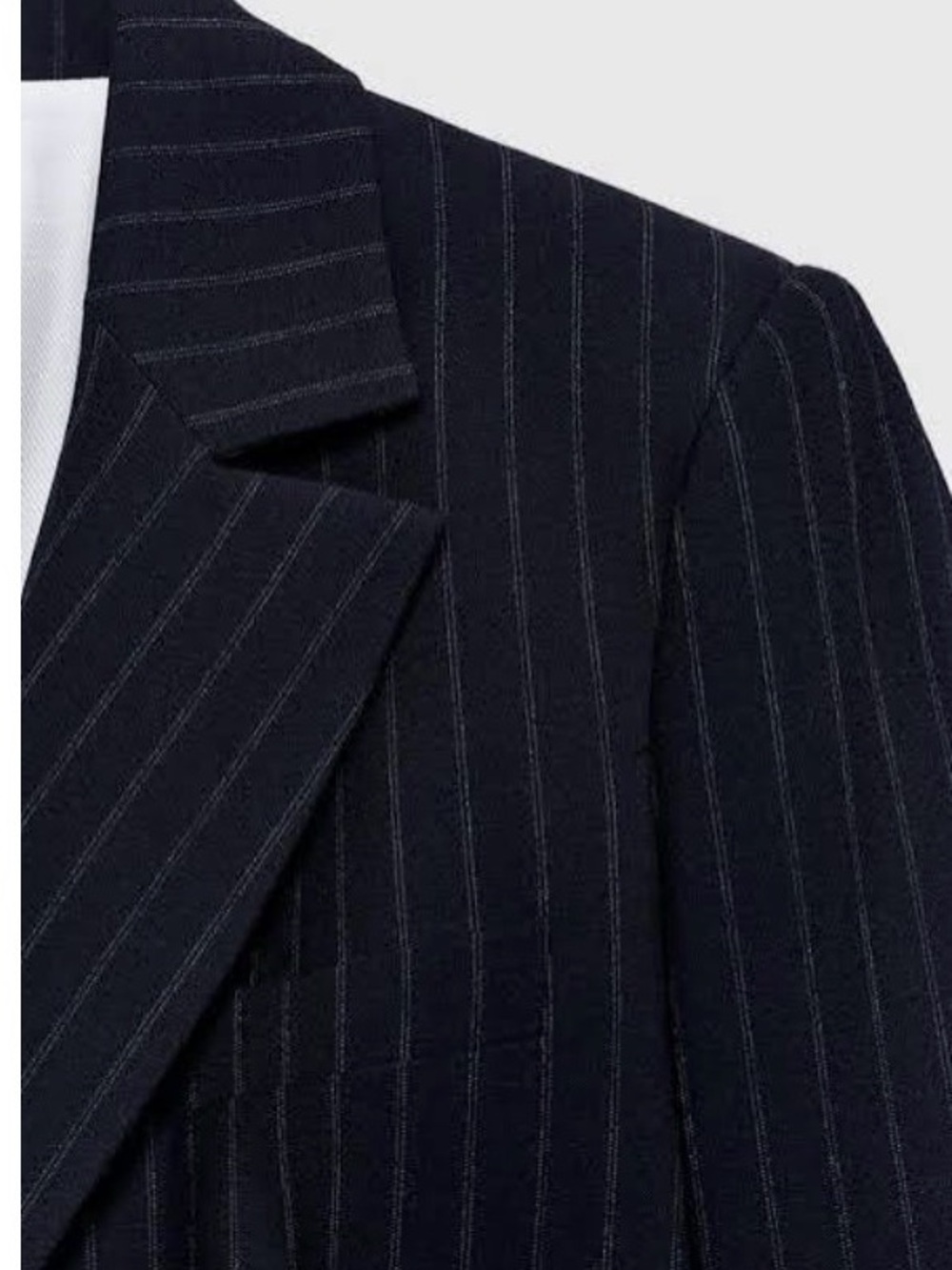 Zara Classic Navy Pinstripe Women's Wool Blended B - Single-Button
